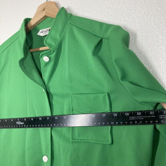 Vintage Wilroy Traveller Shirt Womens 18 Green Mandarin Collar Tunic USA 70s - Picture 7 of 16